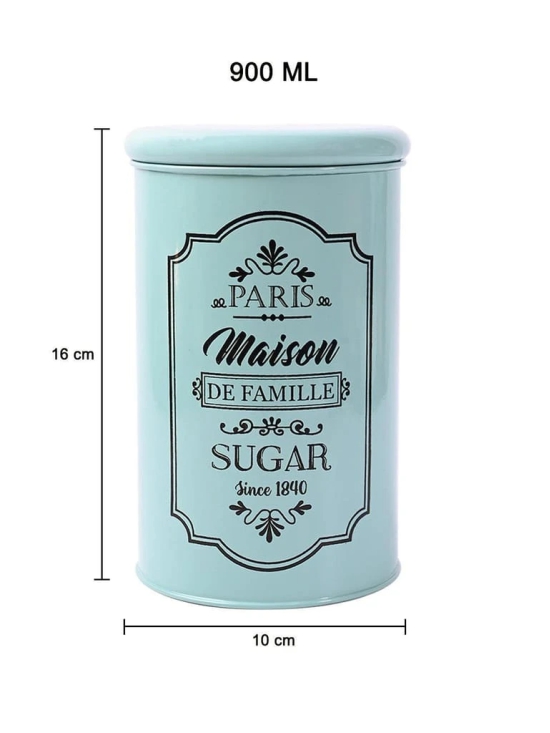 Metal Sugar Jar - Green, 900 Ml