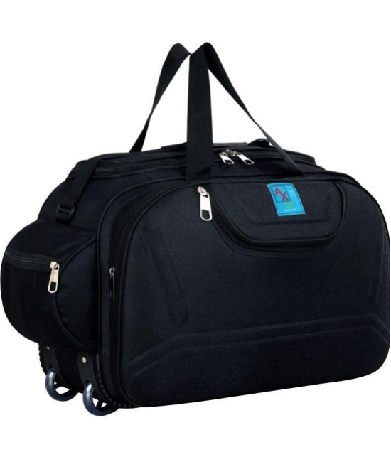 AXEN BAGS - 55 Ltrs Black Polyester Duffle Trolley - Onesize