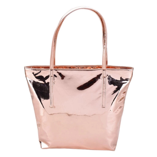 Women Mirror Shine Rose Gold Handbag