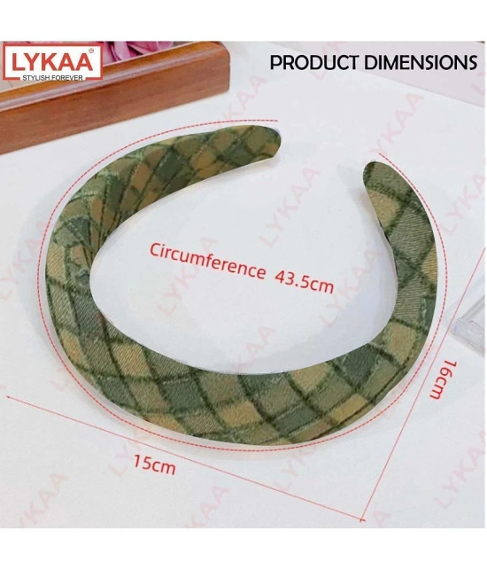 LYKAA Padded & Boho Headbands, Puffy Sponge Thick check printed Vintage Hair Accessories Pack Of 2 - Brown