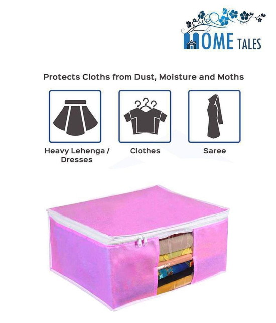 HOMETALES Saree Cover / Cloth Storage & Organizer with Transparent Window,Pink (9U)