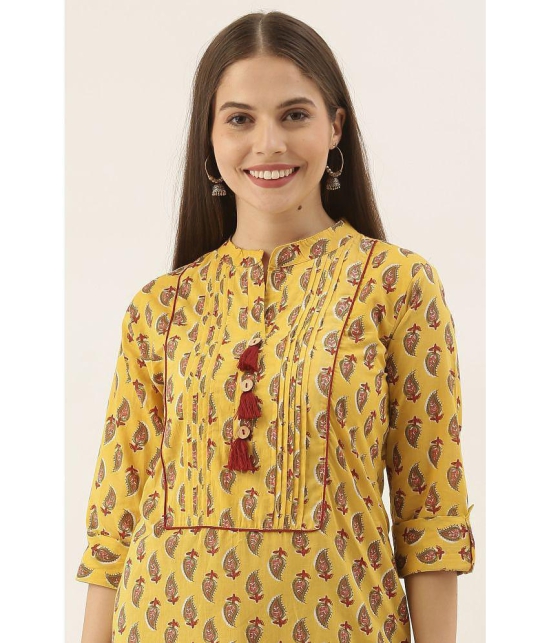 Rajnandini - Yellow 100% Cotton Women's Straight Kurti ( Pack of 1 ) - None