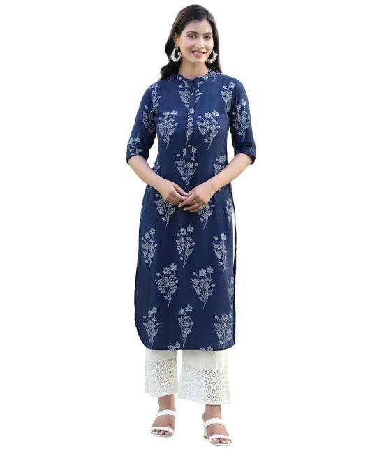 Juniper - Indigo Rayon Womens Straight Kurti ( Pack of 1 ) - None