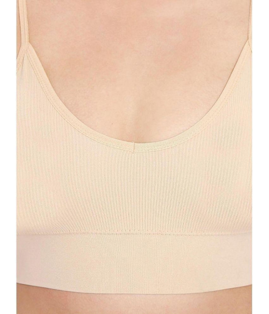 ILRASO - Beige Cotton Blend Removable Padding Women's Sports Bra ( Pack of 1 ) - None