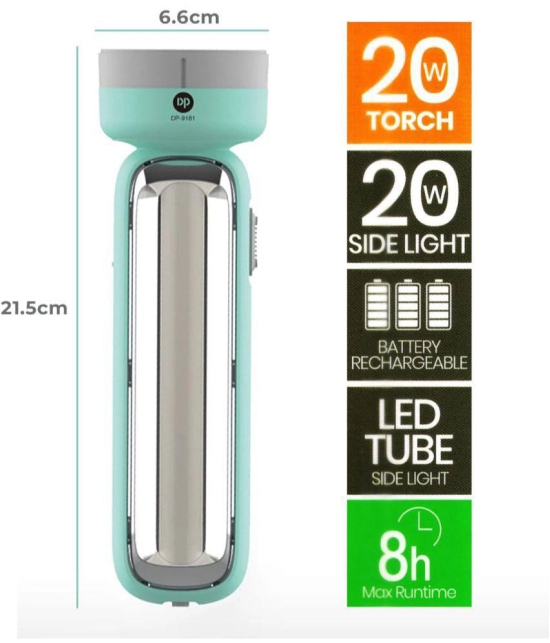 DP 9181 (RECHARGEABLE LED TORCH) 20W LED + 20W COB Light Multifunction Torch - White