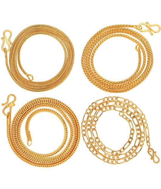 AanyaCentric Combo of 4 Gold Plated 28inches Long Fashion Chain - None