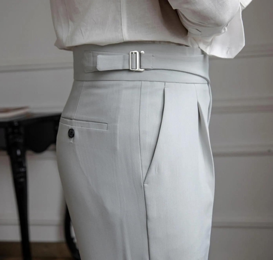 Mens High Waist Straight Retro Naples Trousers-36