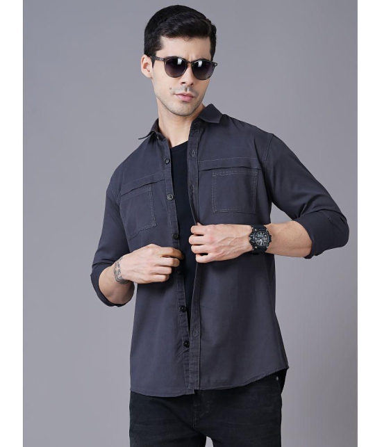 K-LARA - Dark Grey Cotton Slim Fit Mens Casual Shirt ( Pack of 1 ) - None