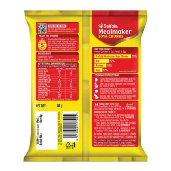 Saffola Mealmaker Soya Chunks 45 Gms