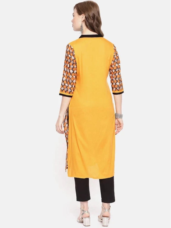 Alena - Yellow Cotton Womens Straight Kurti - L