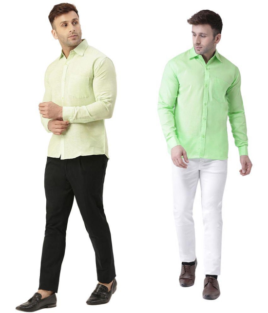 KLOSET By RIAG 100% Cotton Regular Fit Solids Full Sleeves Men's Casual Shirt - Fluorescent Green ( Pack of 2 ) - None