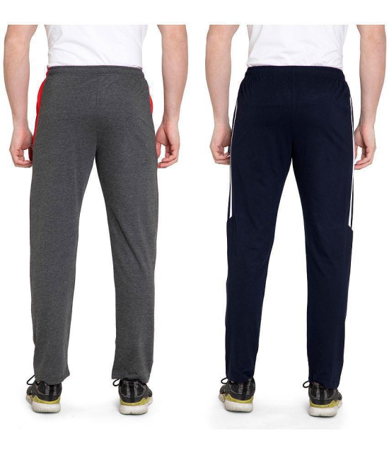 Zeffit Solid Men Navy, Grey Track Pants (Pack Of 2 ) - M