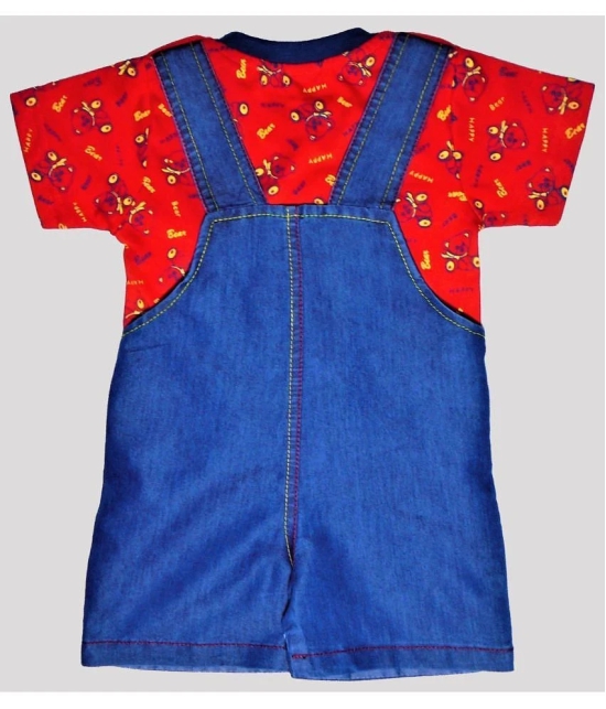 Wise Guys - Red & Blue Denim Baby Boy,Baby Girl Dungaree Sets ( Pack of 1 ) - None