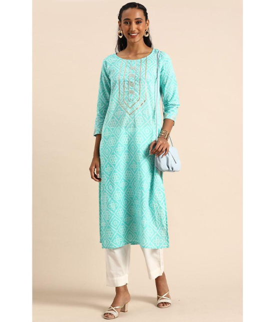 Rajnandini - Blue 100% Cotton Women's Straight Kurti ( Pack of 1 ) - None