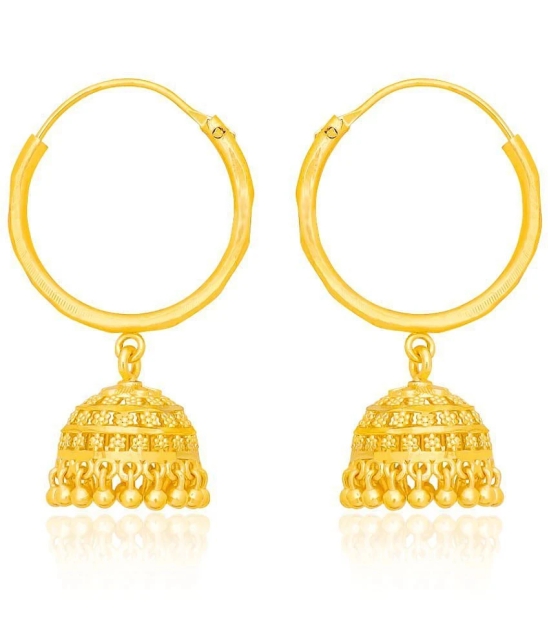 LUV FASHION Golden Hoops Earrings ( Pack of 1 ) - Golden