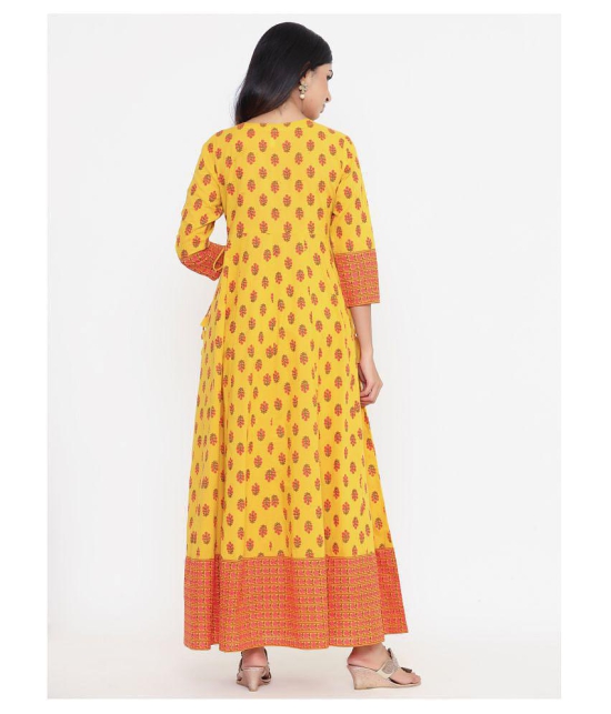 Kbz Yellow Cotton Anarkali Kurti - M