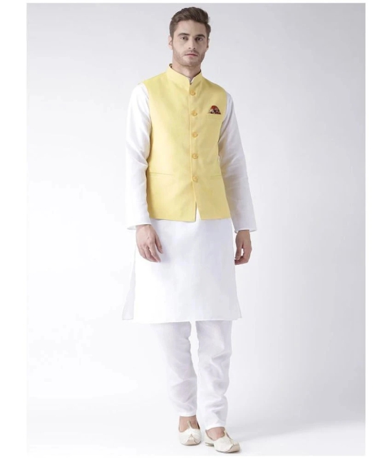 Hangup Yellow Linen Nehru Jacket - None