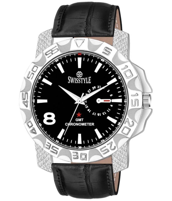 Swisstyle Black Leather Analog Men's Watch