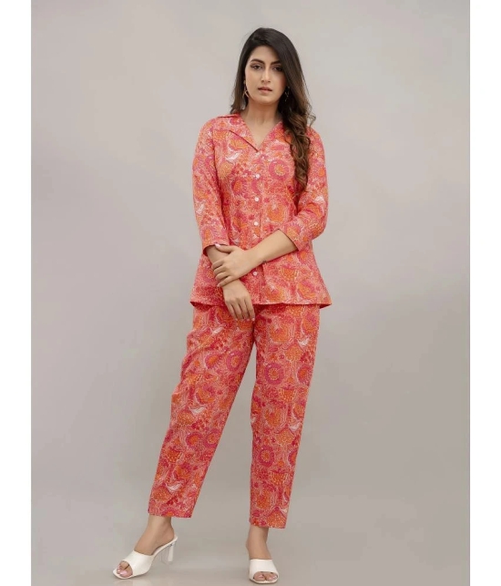 Frionkandy Peach Printed Pant Top Set - None