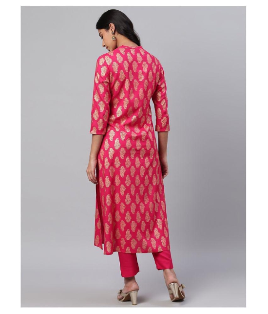 KSUT Pink Viscose Straight Kurti - S