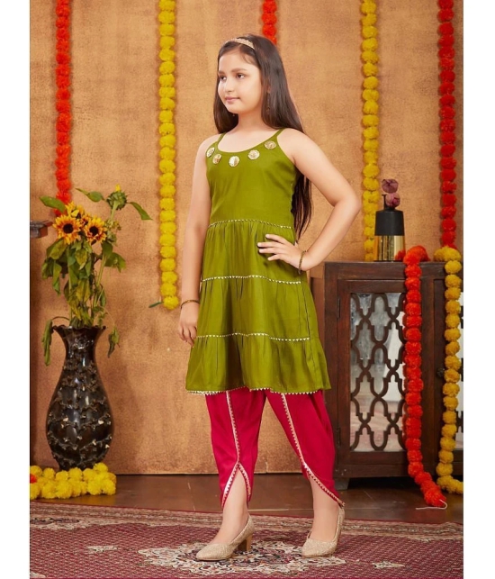 Aarika Olive Rayon Girls Top & Dhoti Set ( Pack of 1 ) - None