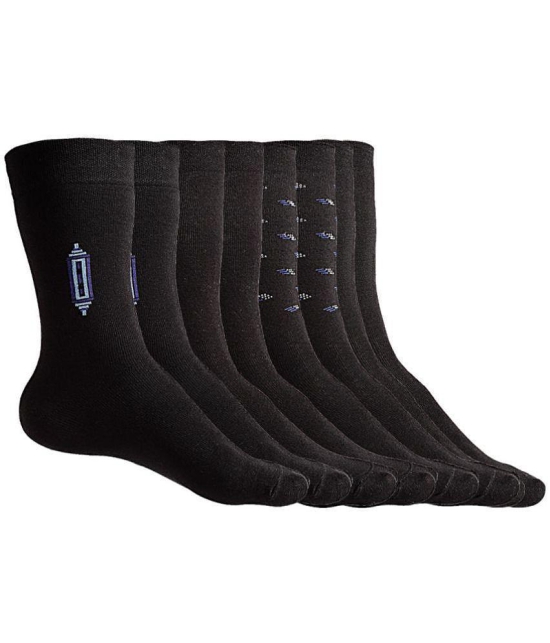 Texlon - Black Cotton Men's Mid Length Socks ( Pack of 5 ) - Black