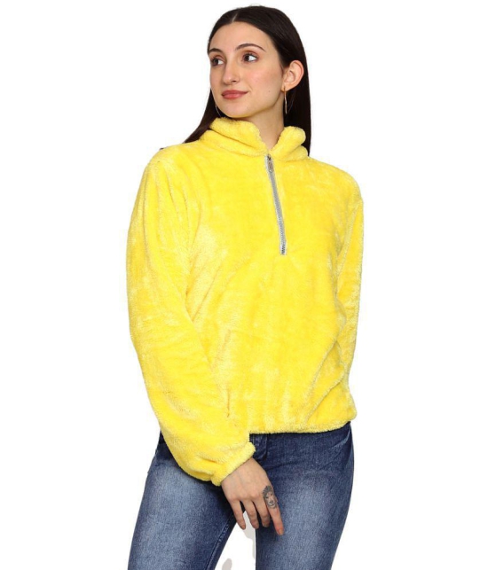 PPTHEFASHIONHUB Faux Fur Womens Non Hooded Sweatshirt ( Yellow ) - None