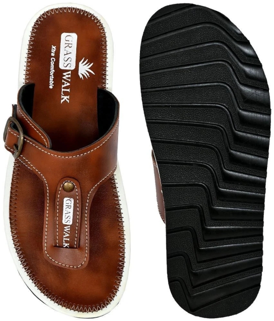 GRASS WALK Brown Mens Thong Flip Flop - None