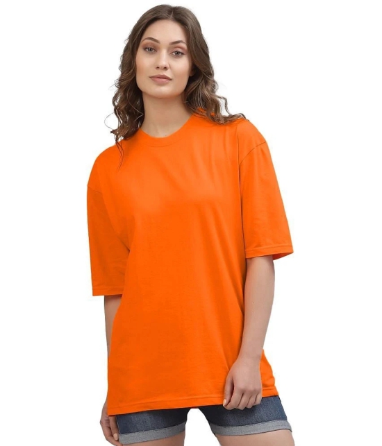 Leotude Orange Cotton Blend Oversized Womens T-Shirt ( Pack of 1 ) - None