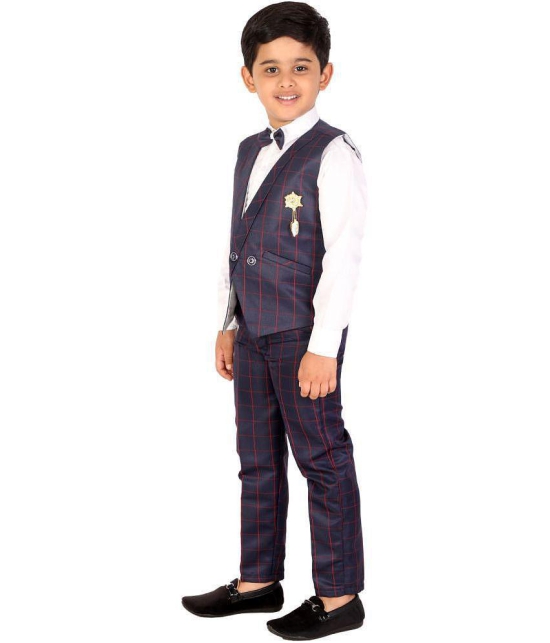 DKGF Fashion - Navy Blue Cotton Blend Boys Shirt & Pants ( Pack of 1 ) - None