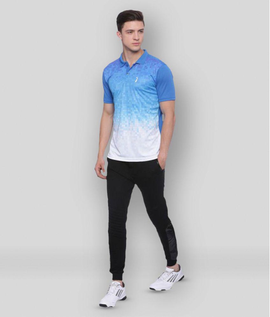 Campus Sutra Blue Polyester Polo T-Shirt Single Pack - L