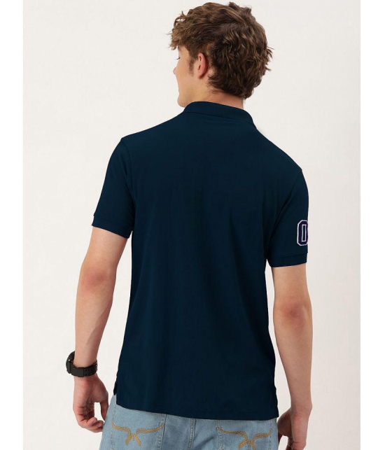 ADORATE Cotton Blend Regular Fit Printed Half Sleeves Mens Polo T Shirt - Navy Blue ( Pack of 1 ) - None