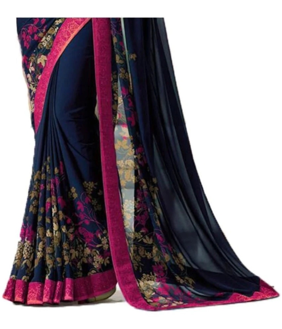 Gazal Fashions Georgette Printed Saree With Blouse Piece - Multicolor ( Pack of 1 ) - Multicolor