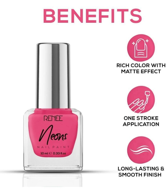 Renee Neons Nail Paint - Pink Flare, Quick Drying, Glossy Finish, Long Lasting