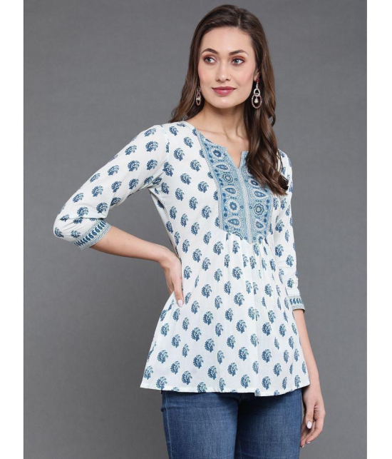 Antaran 100% Cotton Printed A-line Womens Kurti - White ( Pack of 1 ) - None