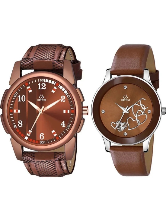 Septem Brown Leather Analog Womens Watch