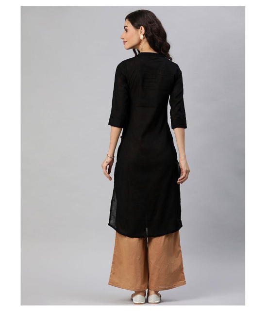 Alena Black Cotton Straight Kurti - S