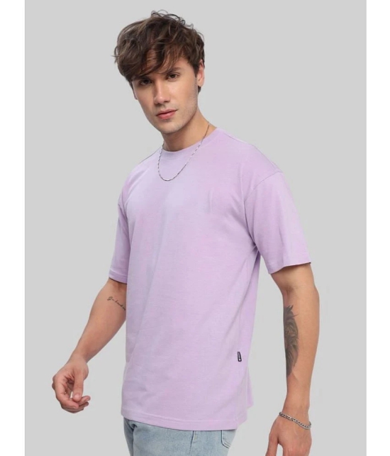 PPTHEFASHIONHUB Cotton Blend Oversized Fit Solid Half Sleeves Mens T-Shirt - Lavender ( Pack of 1 ) - None