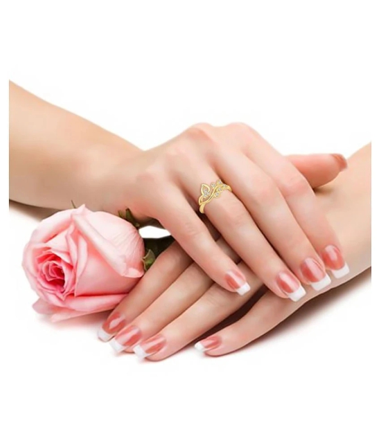 Vighnaharta  Pressing Leaf (CZ) Rhodium Plated  Ring with Scented Velvet Rose Ring Box for women and girls and your Valentine. [VFJ1602SCENT- ROSE-G16 ] - None