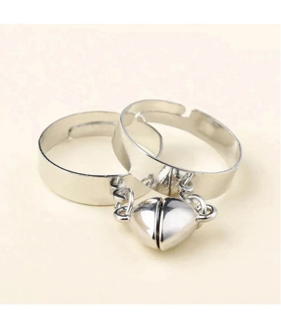 FASHION FRILL - Silver Couple Ring ( Pack of 2 ) - None