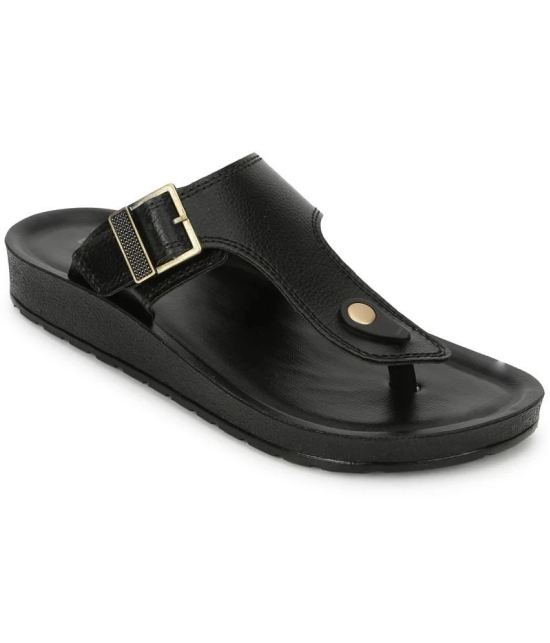 UrbanMark Men Comfortable Cushioned with Side Buckle Strap Thong Flip-Flop - None