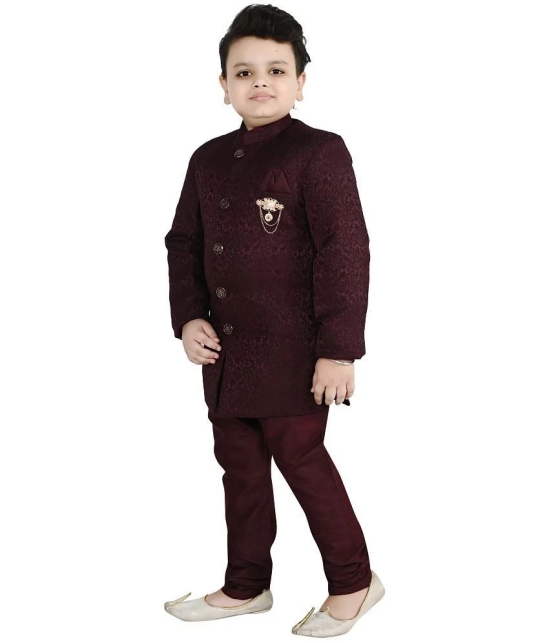 Arshia Fashions Maroon Jacquard Boys Sherwani ( Pack of 1 ) - None