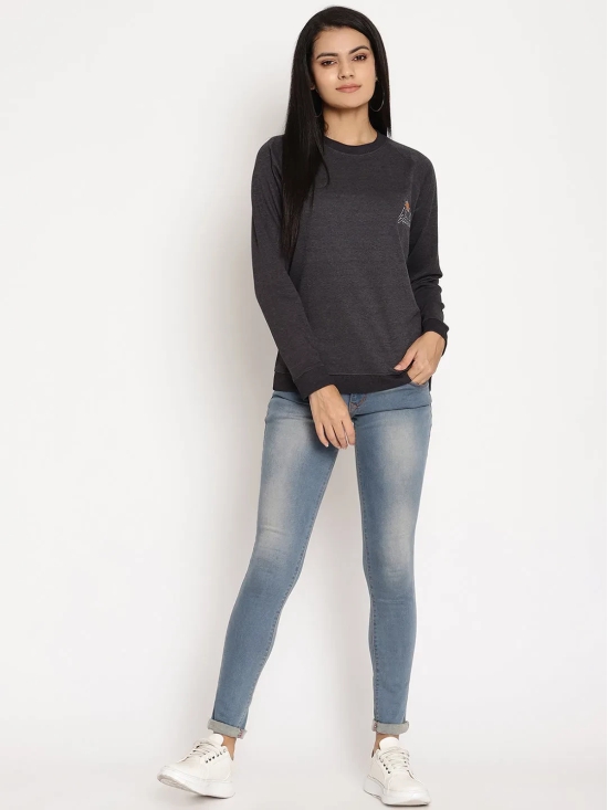 Women Explorer Black Solid Sweatshirt-S