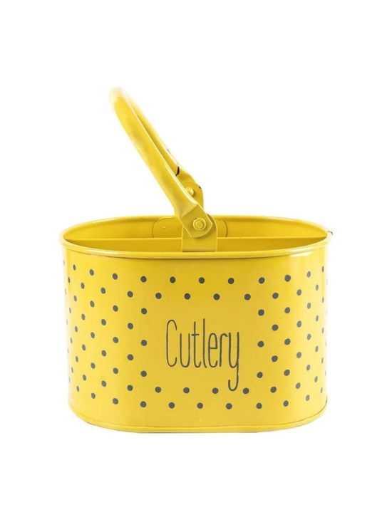 Polka Dot Cutlery Holder - Yellow