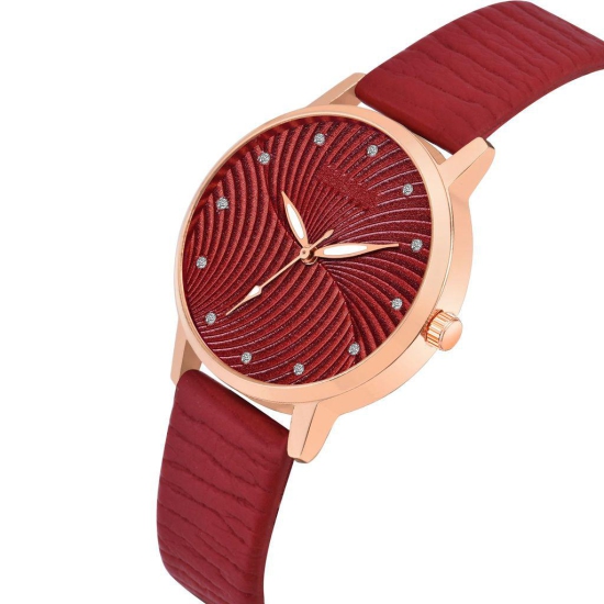 Loretta MT-384 Red Leather Belt Slim Dial Women & Girls Watch