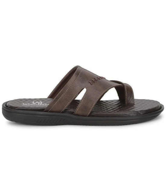 UrbanMark Men Comfortable Faux Leather Thong Sandals - Brown - None