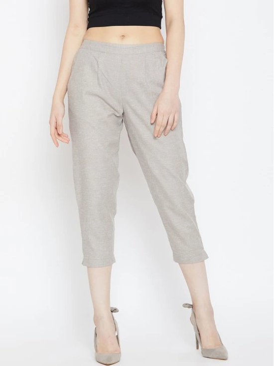 Women Grey Relaxed Pleated Cigerette Trousers