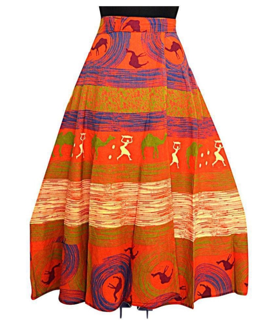 Rangun Cotton A-Line Skirt - Orange - 33-36