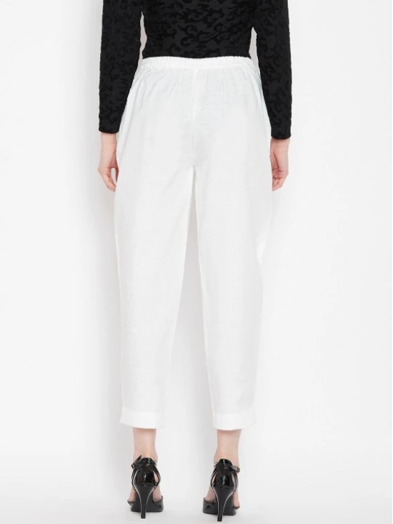 Women White Relaxed Peg Trousers