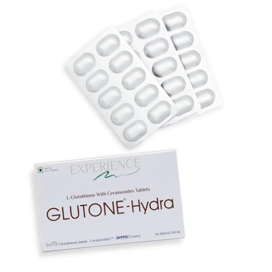 Glutone-Hydra | Setria Glutathione with Ceramosides Tablets for Dry Skin | For Glowing Hydrated Skin | Pack of 30 Tablets